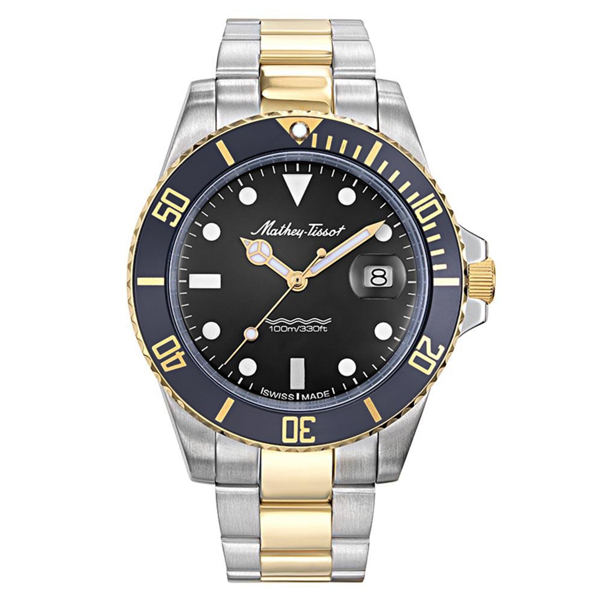 Mathey-Tissot Mathy Vintage Quartz 42 mm Stainless Steel Black Dial Swiss Made Men's Watch - H901BN