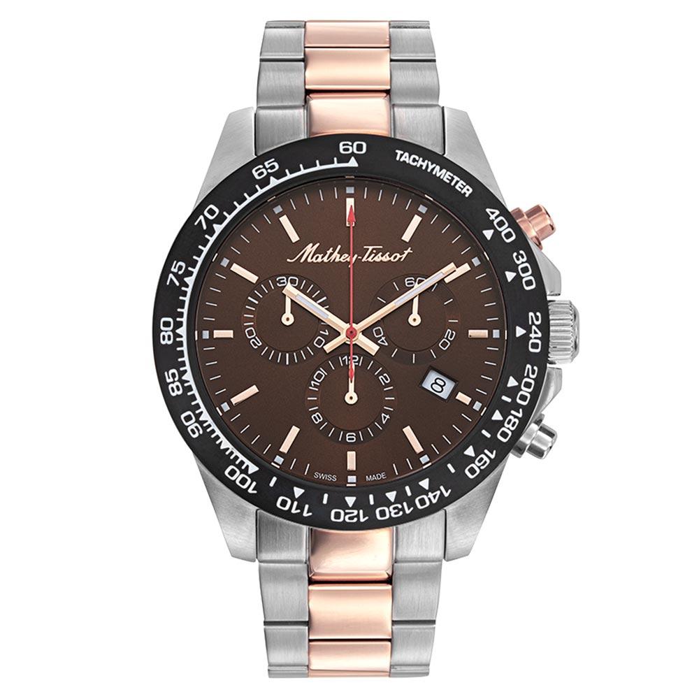 Mathey-Tissot Mathy Chrono Stainless Steel Brown Dial Men's Swiss Made Watch - H901CHRM