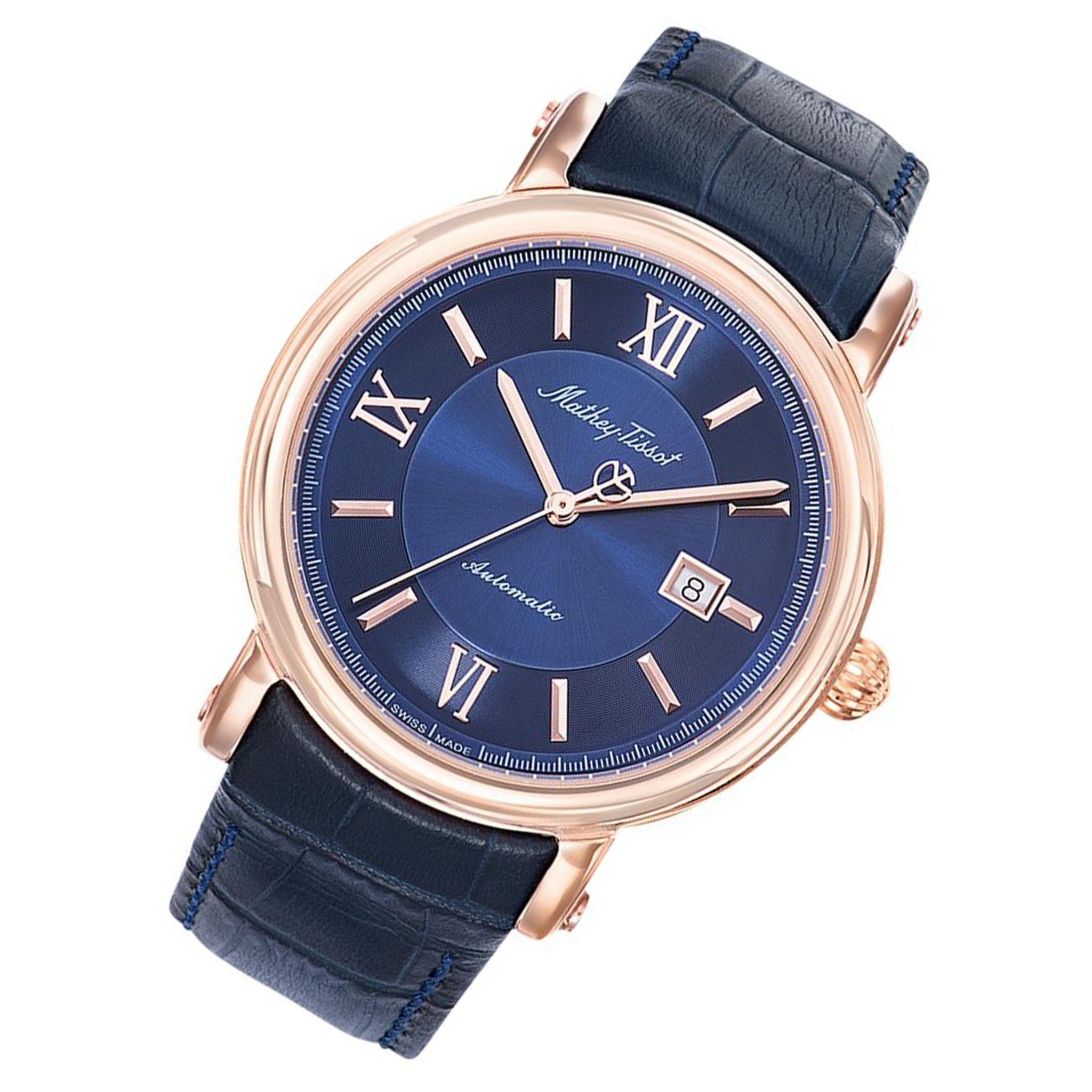 Mathey-Tissot Renaissance Leather Blue Dial Swiss Made Men's Watch - H9030PBU