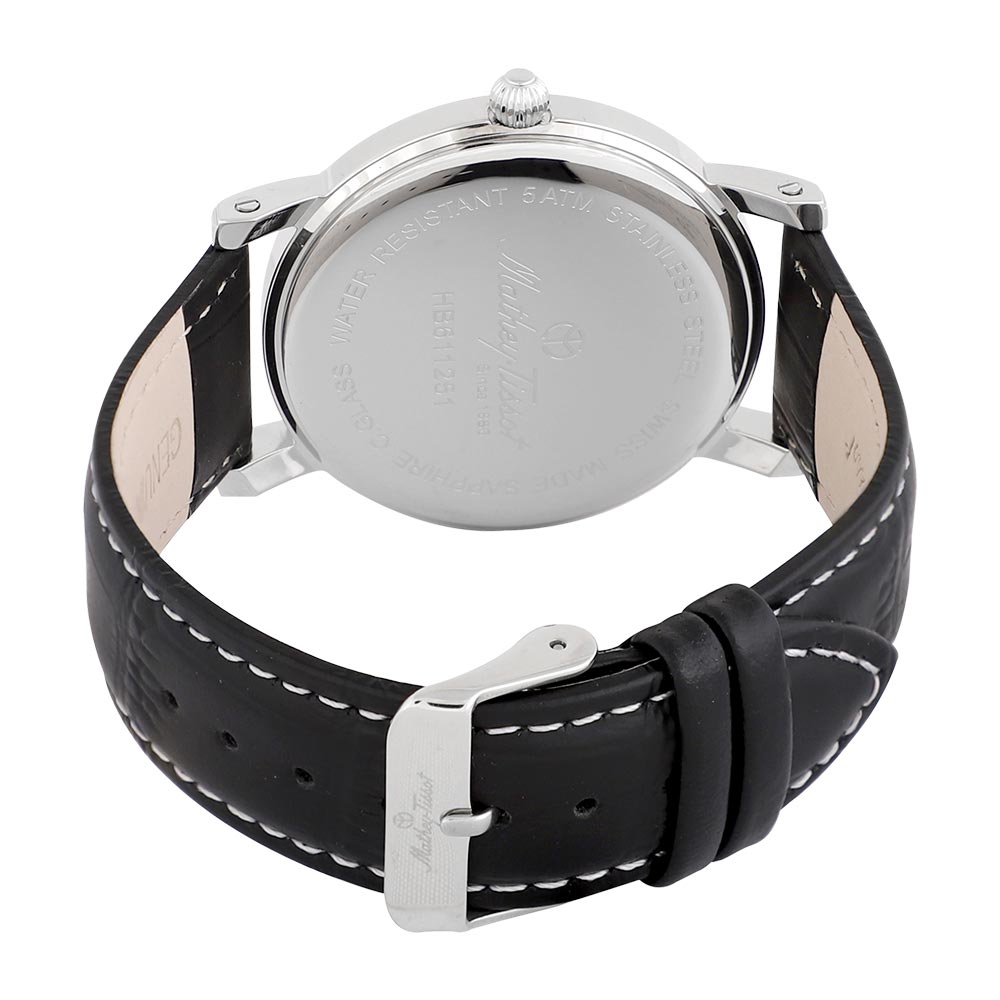 Mathey-Tissot City Leather White Dial Swiss Made Men's Watch - HB611251ABR