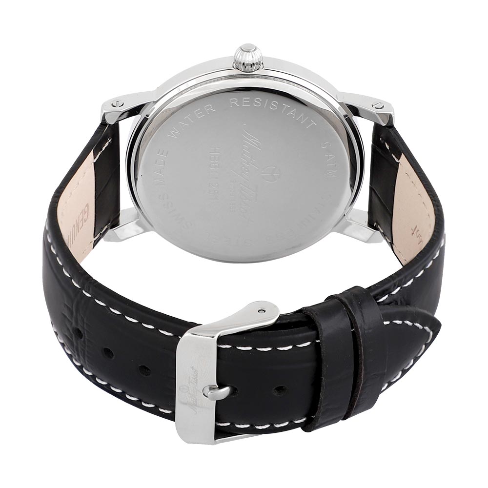 Mathey-Tissot City Leather Black Dial Swiss Made Men's Watch - HB611251AN