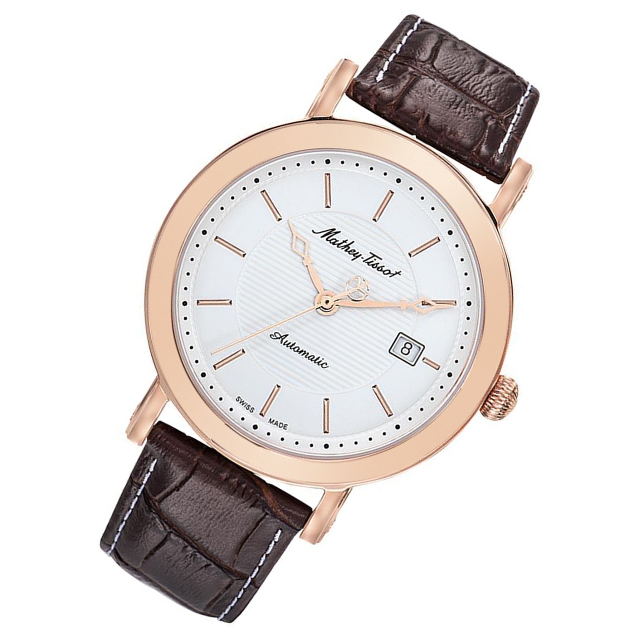 Mathey-Tissot City Big Automatic Leather White Dial Swiss Made Men's Watch - HB611251ATPI