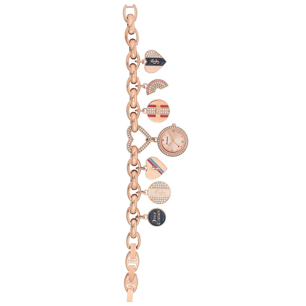 Juicy Couture Ladies Rose Gold Bracelet Watch with Charms - JC1160RGCH