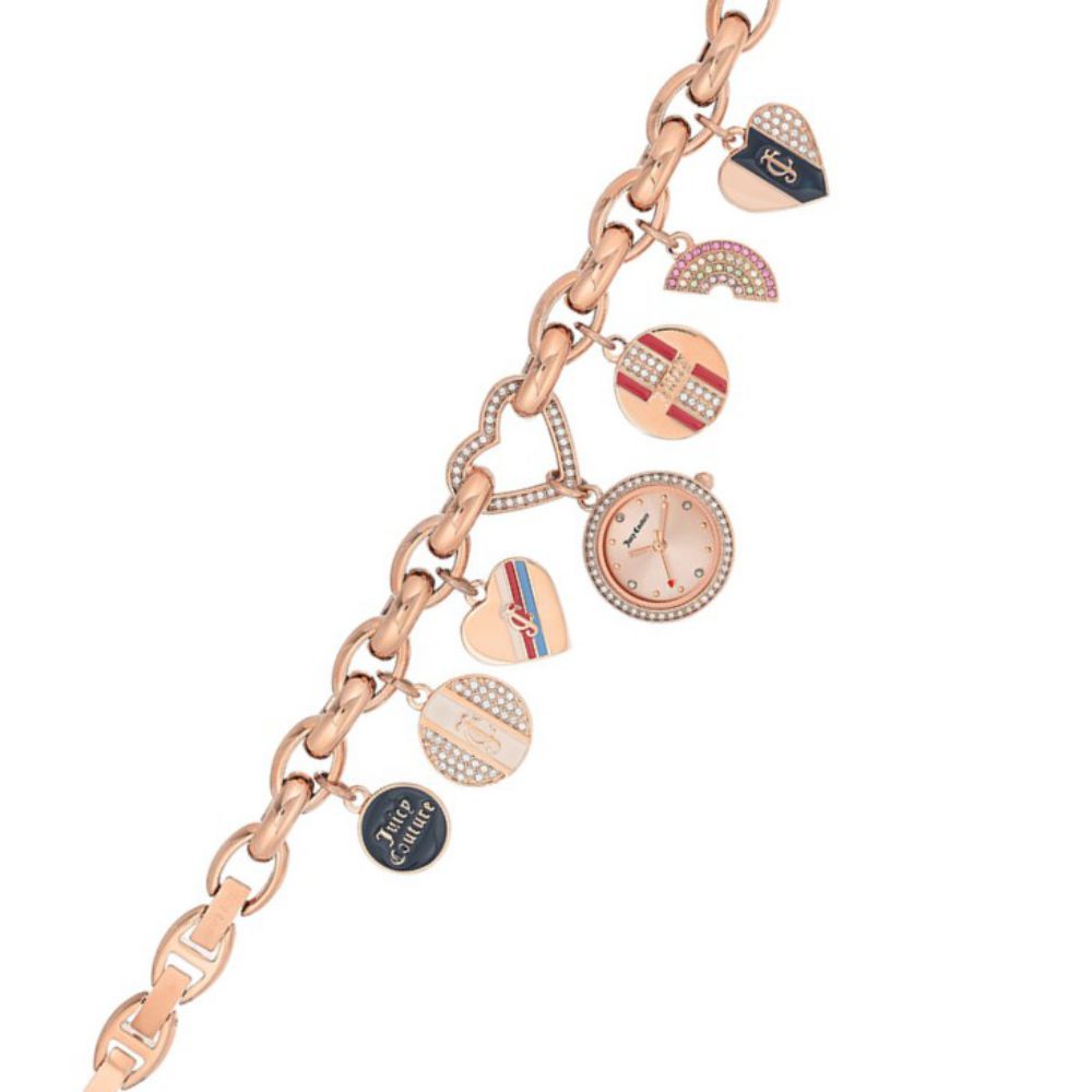 Juicy Couture Ladies Rose Gold Bracelet Watch with Charms - JC1160RGCH