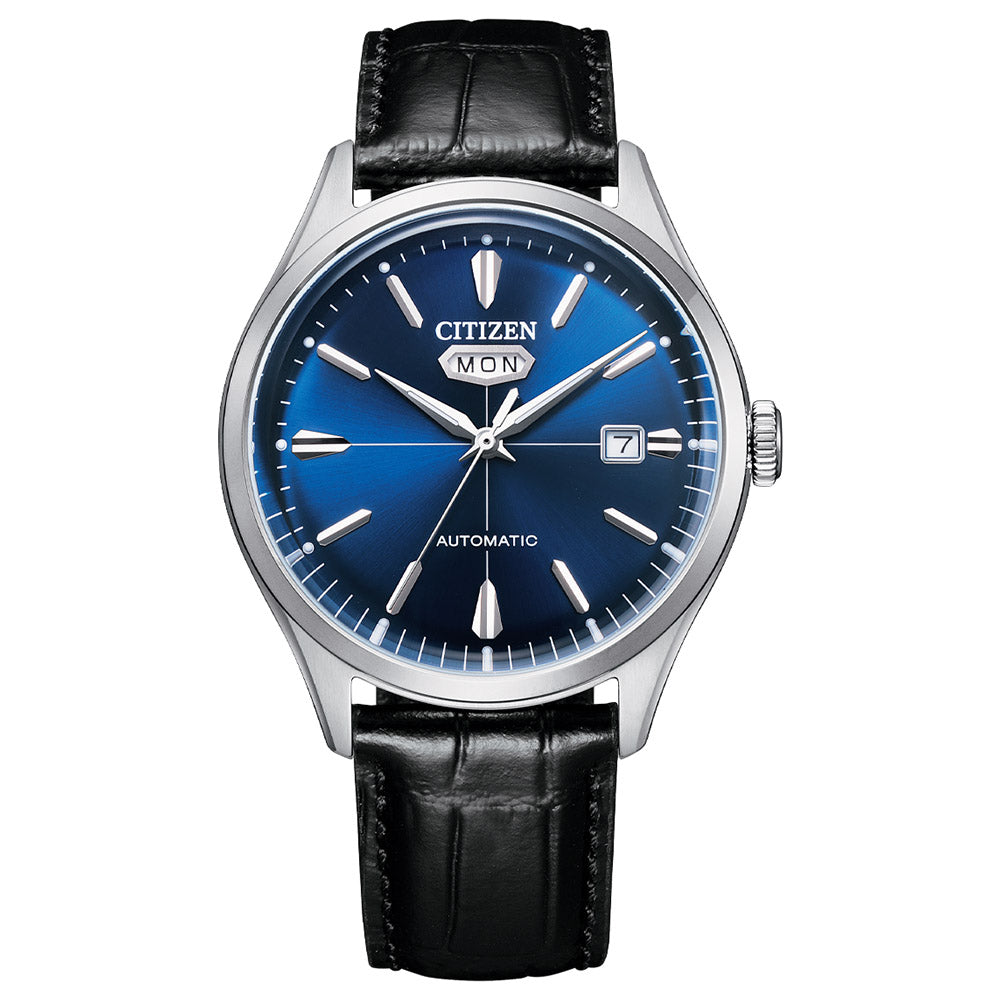 Citizen C7 Series Black Leather Blue Dial Automatic Men's Watch - NH8390-20L