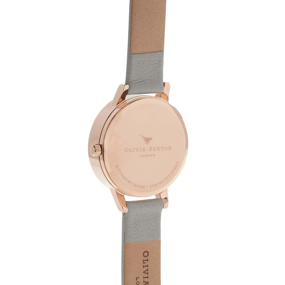 Olivia Burton 3D Bee Grey Leather Ladies Watch - OB15AM77