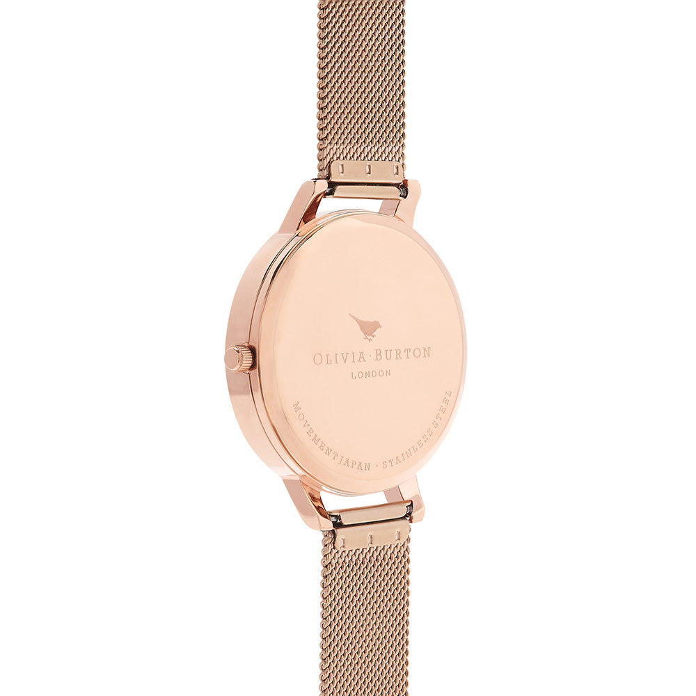 Olivia Burton 3D Bee Rose Gold Mesh Women's Watch - OB16AM117