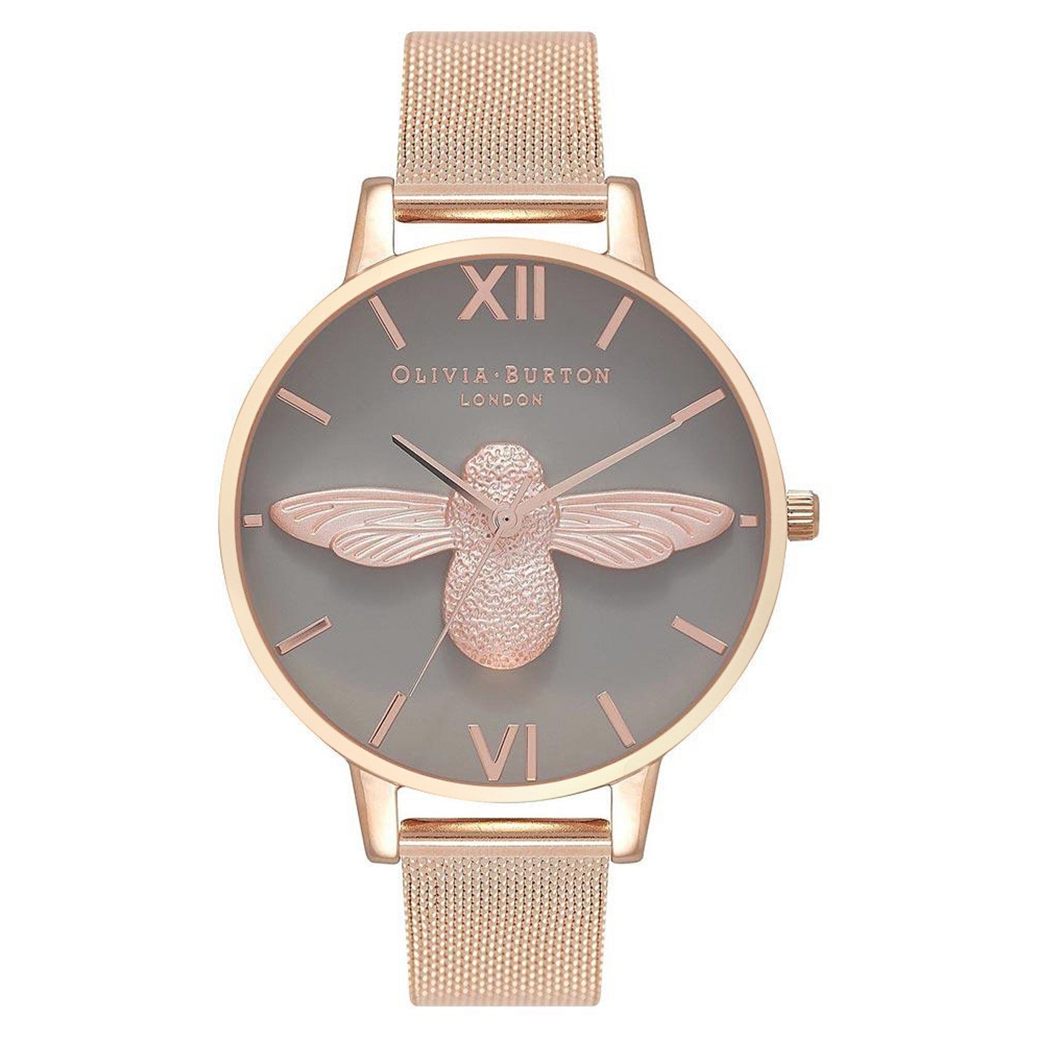Olivia Burton 3D Bee Rose Gold Mesh Women's Watch - OB16AM117
