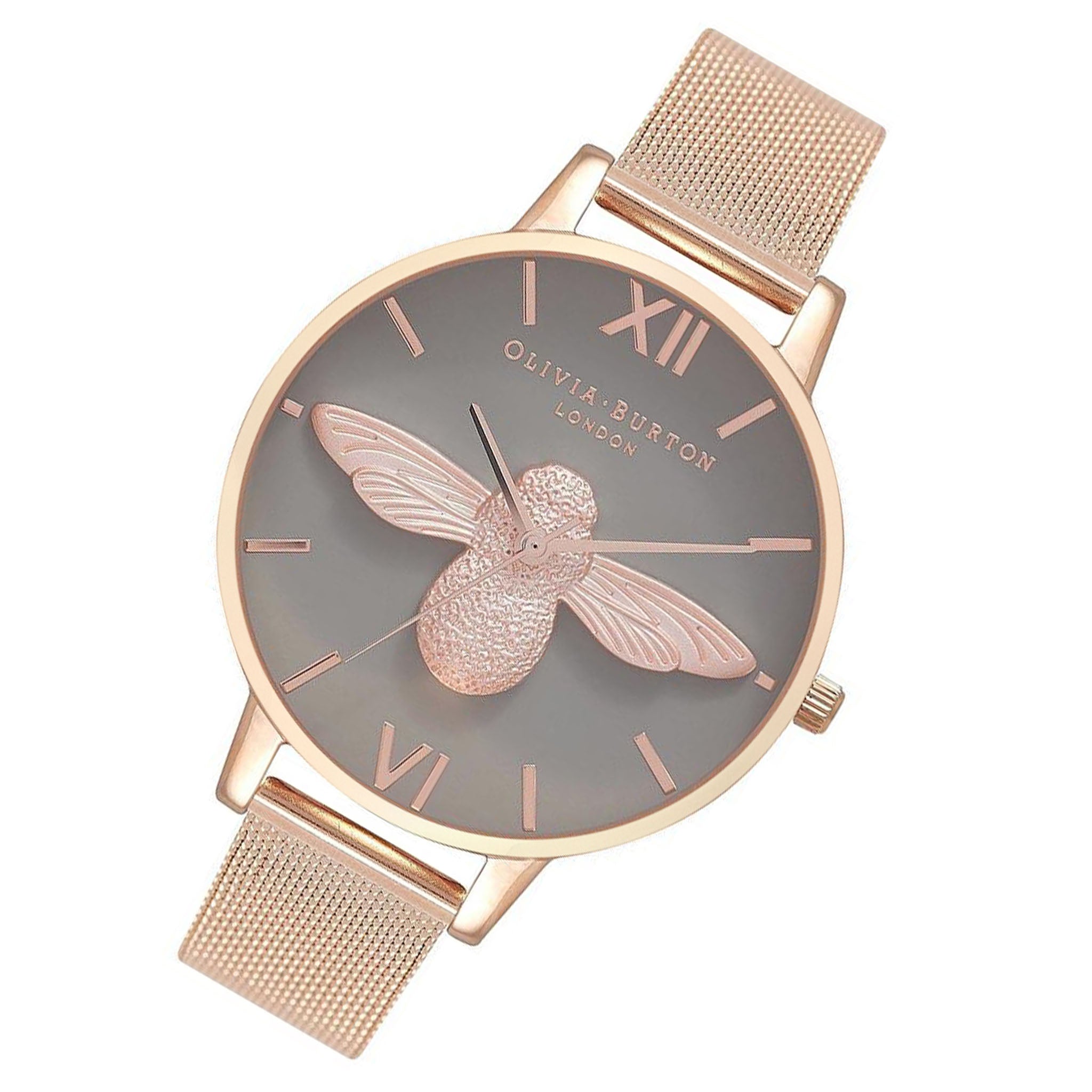 Olivia Burton 3D Bee Rose Gold Mesh Women's Watch - OB16AM117