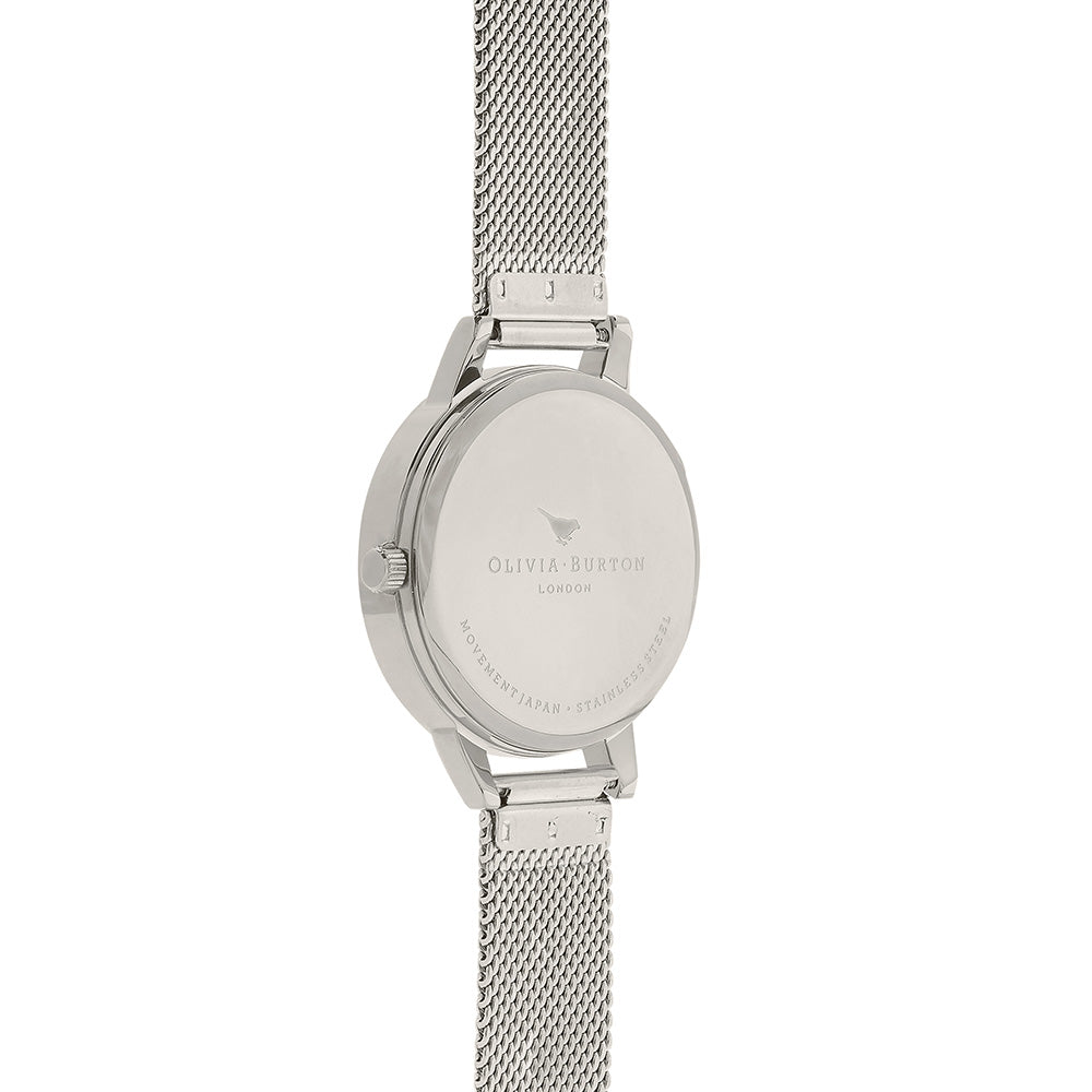 Olivia Burton 3D Bee Silver Mesh Ladies Watch - OB16AM146