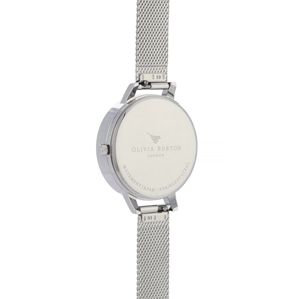 Olivia Burton 3D Bee Silver Mesh Ladies Watch - OB16AM159