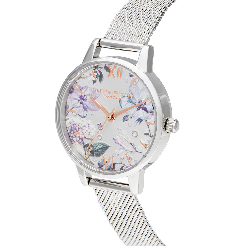 Olivia Burton Bejewelled Florals Silver Mesh Ladies Watch - OB16BF26