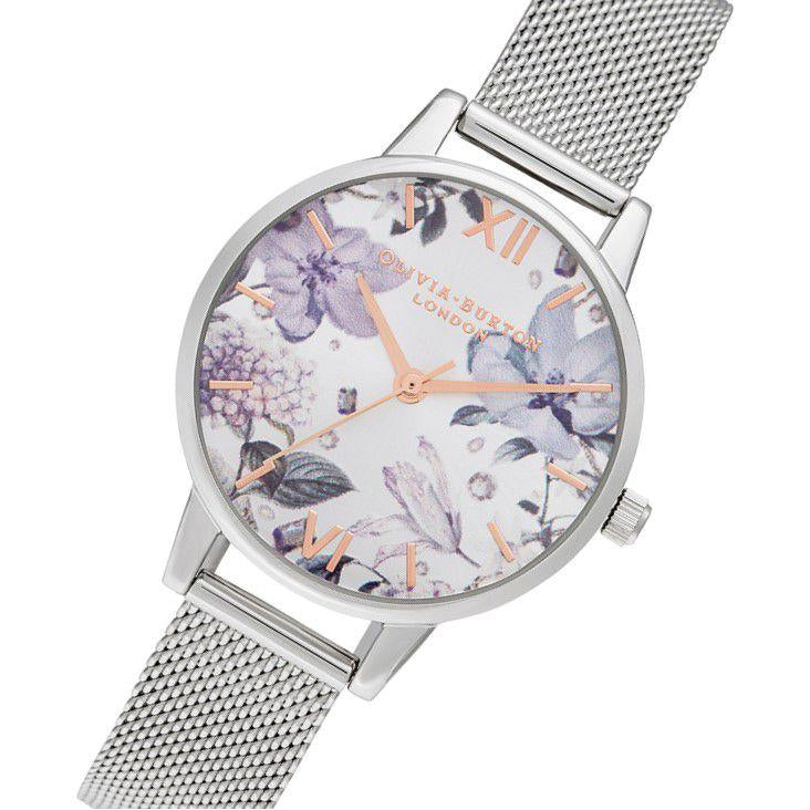 Olivia Burton Bejewelled Florals Silver Mesh Ladies Watch - OB16BF26