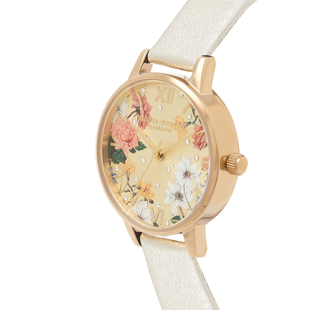 Olivia Burton Sparkle Floral Shimmer Pearl & Gold Women's Watch - OB16BF35