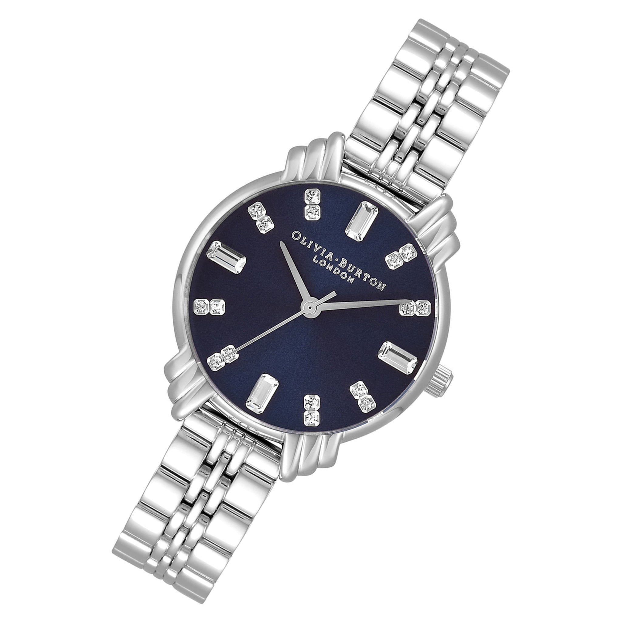 Olivia Burton Art Deco Midi Dial Navy & Silver Women's Watch - OB16DC01