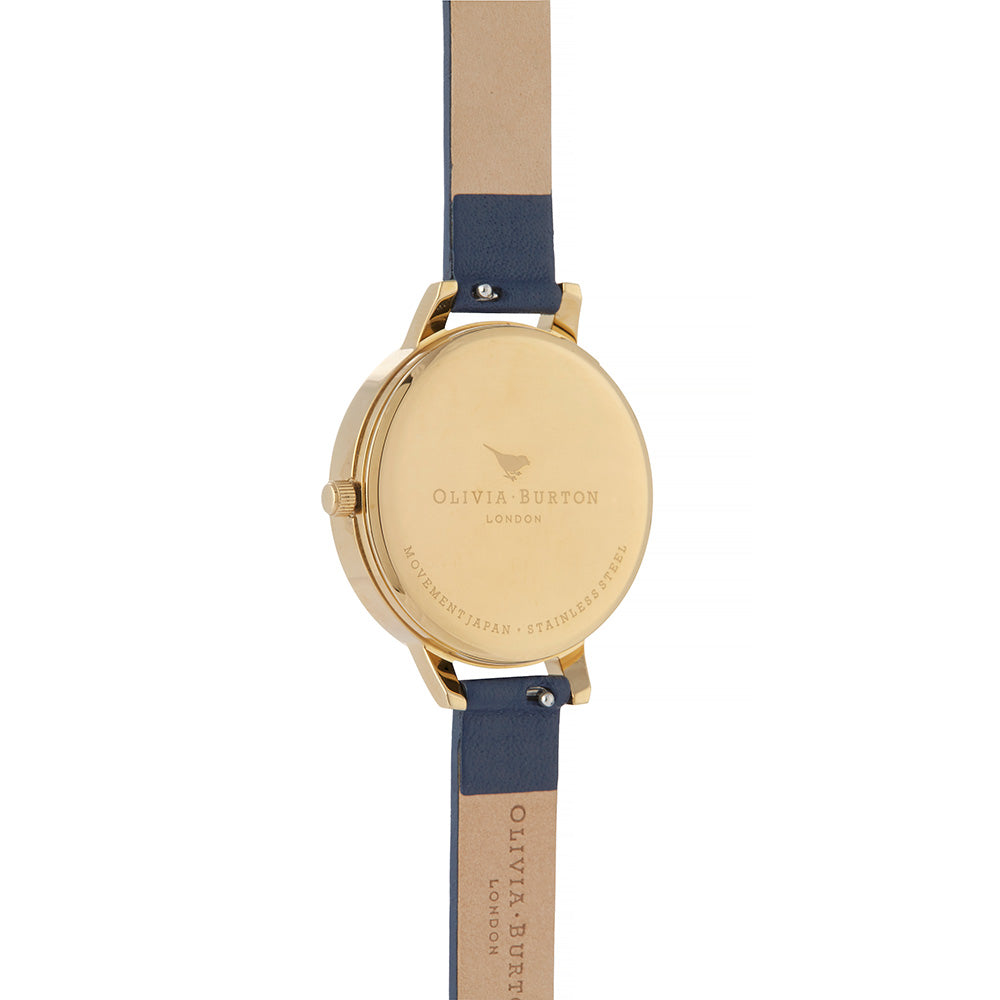 Olivia Burton Enchanted Garden Navy Leather Ladies Watch - OB16EG113