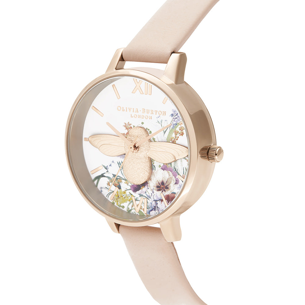 Olivia Burton Enchanted Garden Nude Peach Leather Ladies Watch - OB16EG151