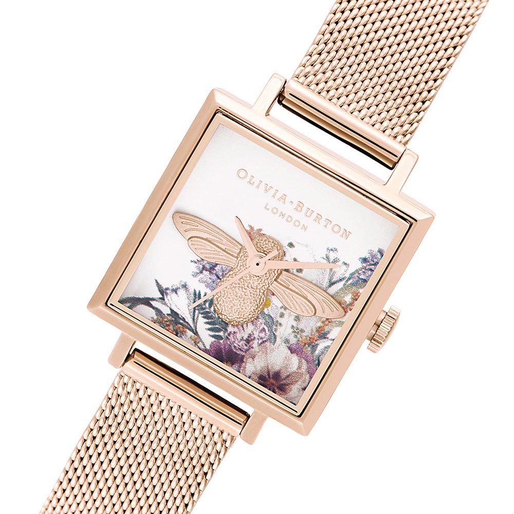 Olivia Burton Enchanted Garden Pale Rose Gold Mesh Ladies Watch - OB16EG152