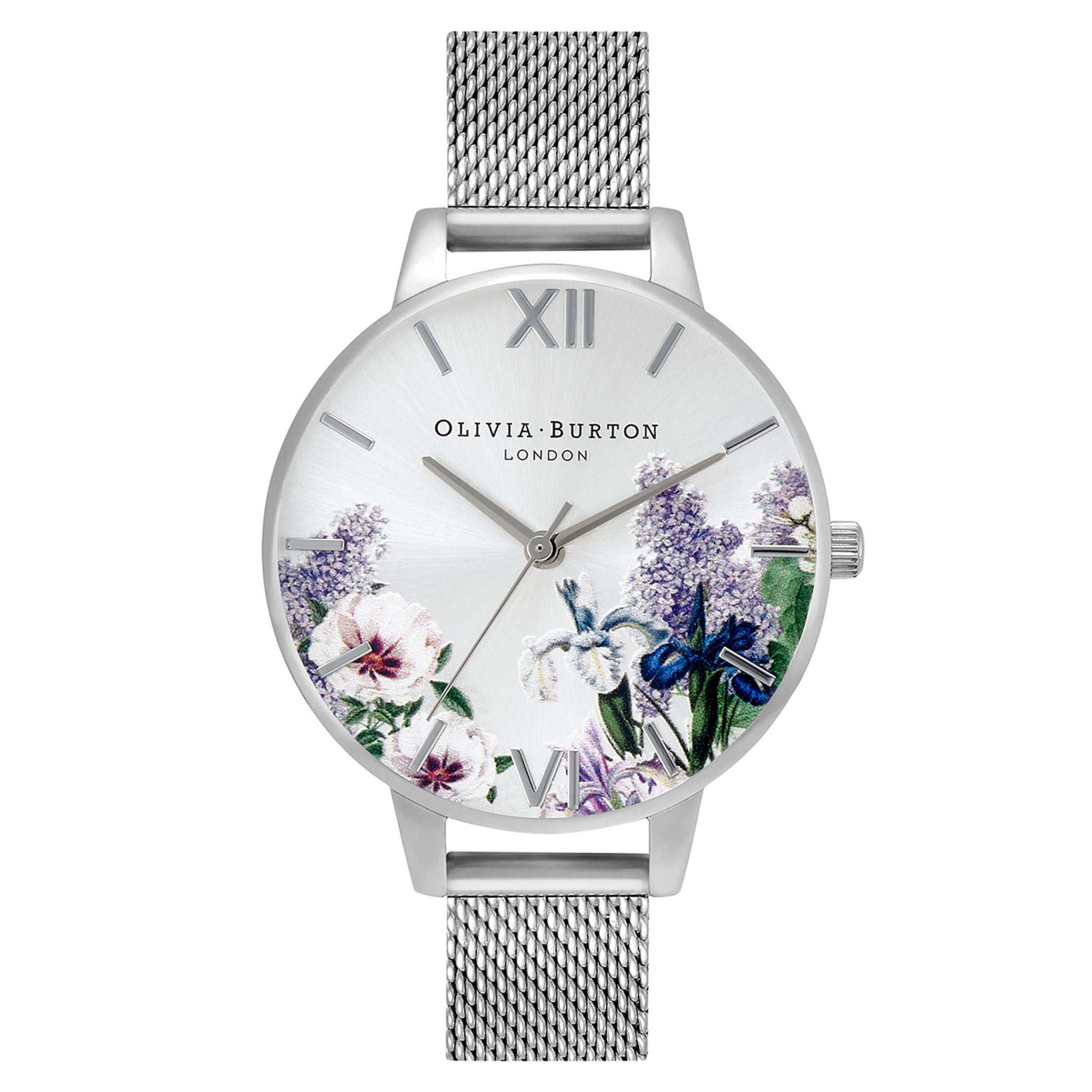 Olivia Burton Secret Garden Stainless Steel Silver Sunray & Floral Dial Women's Watch - OB16FS107