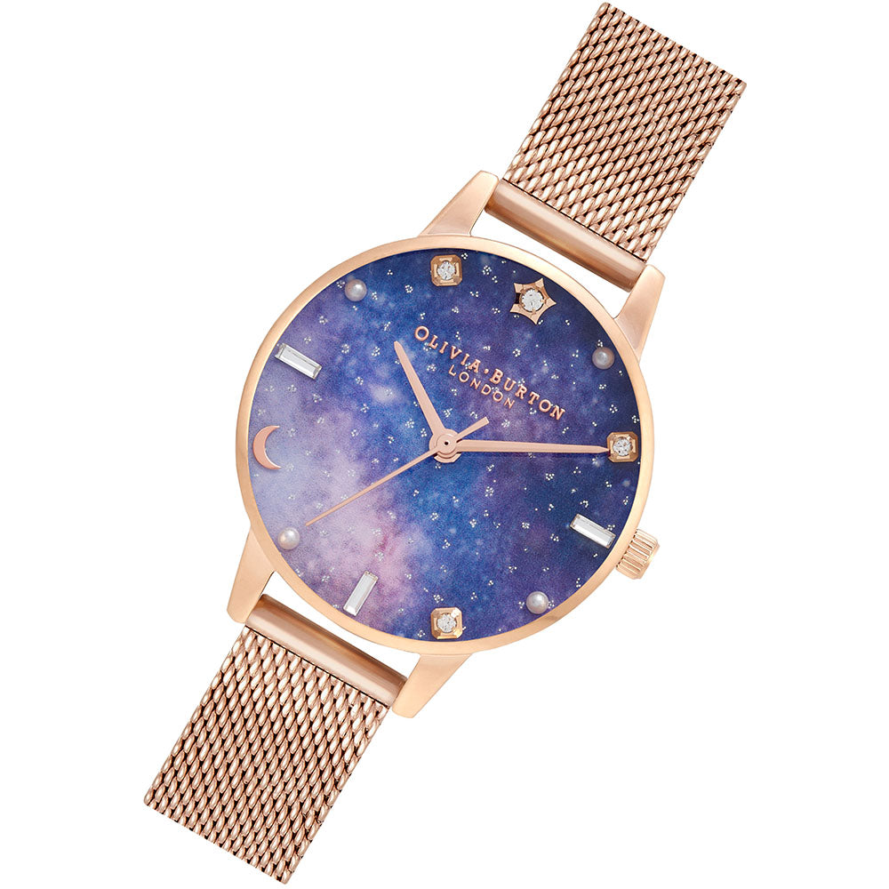 Olivia Burton Celestial Galaxy Midi Dial Rose Gold Mesh Women's Watch - OB16GD98