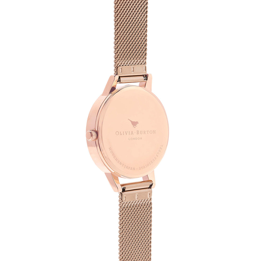 Olivia Burton Rose Gold Mesh White Dial Women's Watch - OB16MDW01