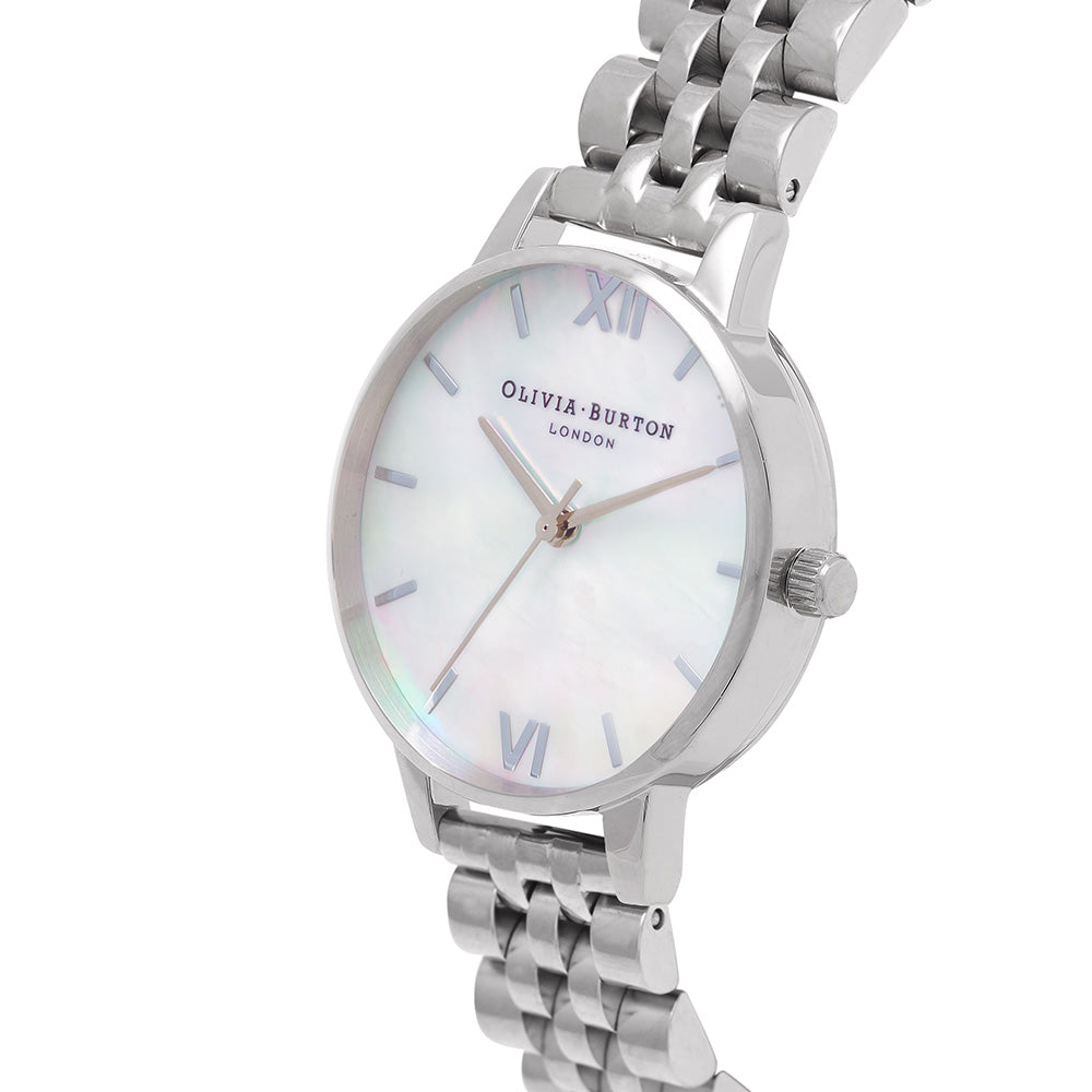 Olivia Burton Silver Steel Mother of Pearl Dial Women's Watch - OB16MOP02