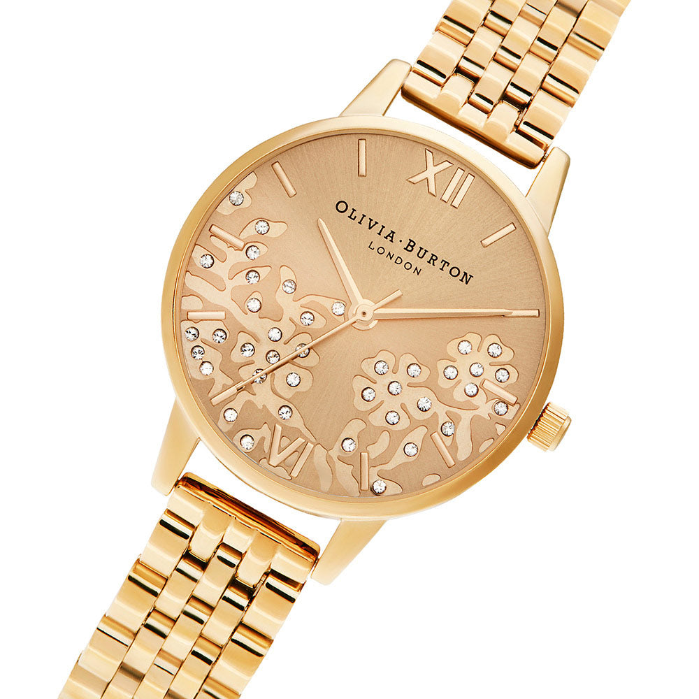 Olivia Burton Bejewelled Lace Gold Bracelet Ladies Watch - OB16MV105