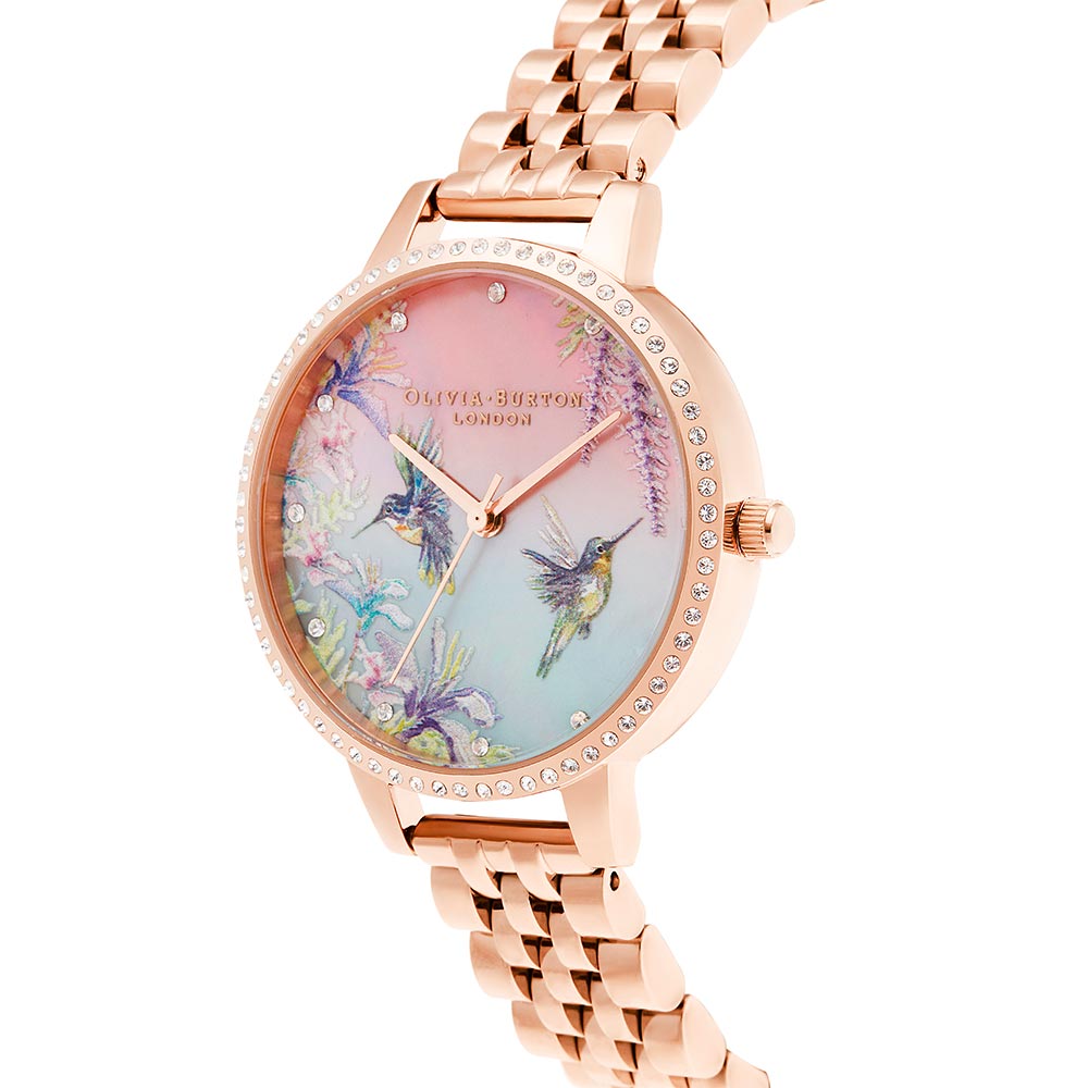 Olivia Burton Painterly Prints Rose Gold Steel Women's Watch - OB16PP60
