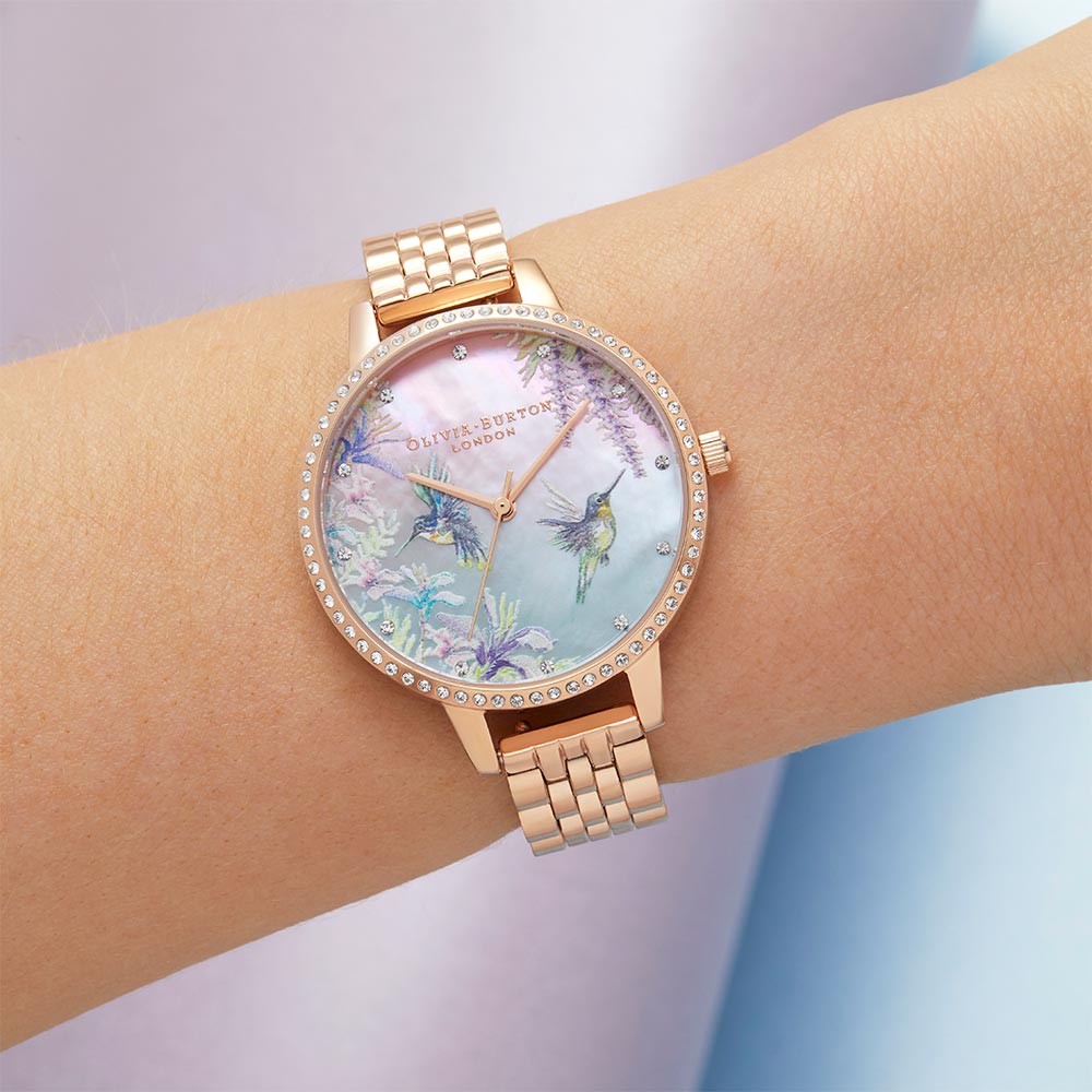 Olivia Burton Painterly Prints Rose Gold Steel Women's Watch - OB16PP60