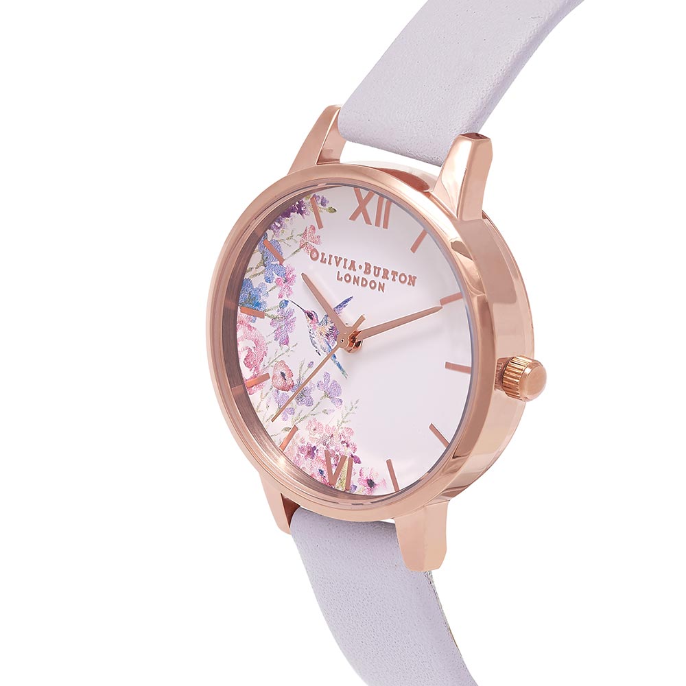 Olivia Burton Midi Hummingbirds Parma Violet Leather Women's Watch - OB16PP72
