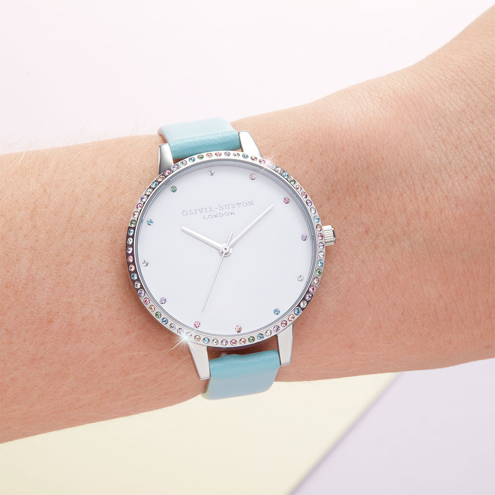 Olivia Burton Rainbow Bezel, Turquoise & Silver Ladies Watch - OB16RB19