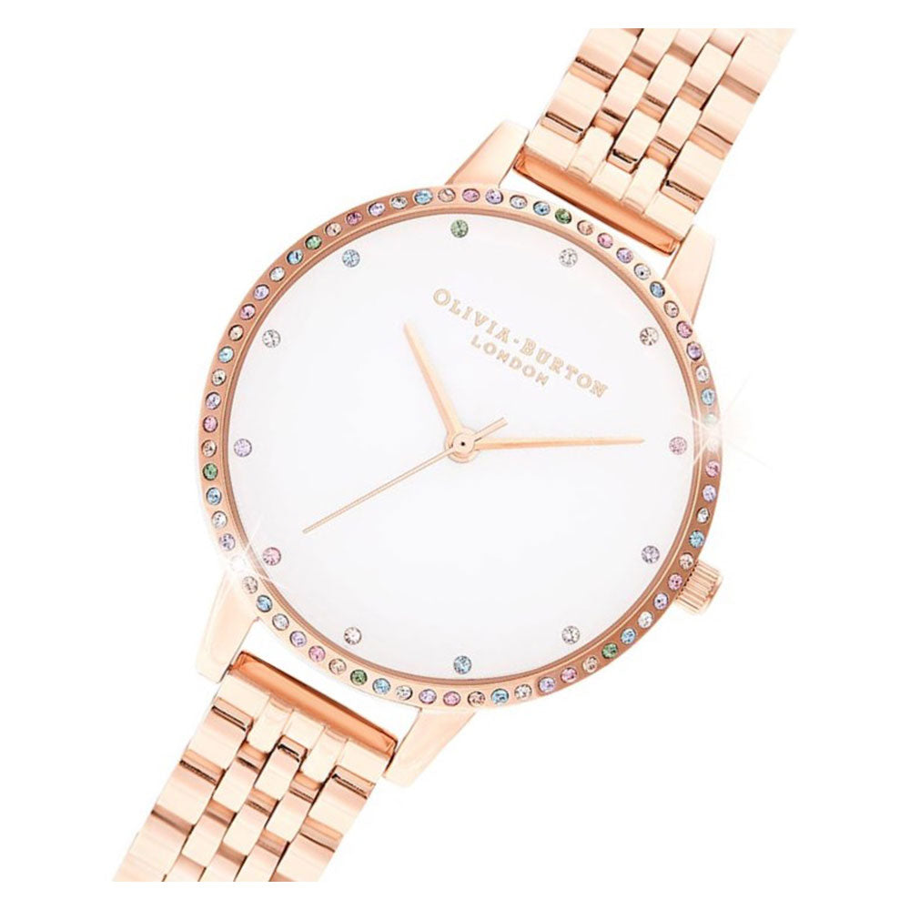 Olivia Burton Rainbow Bezel & Rose Gold Bracelet Ladies Watch - OB16RB21