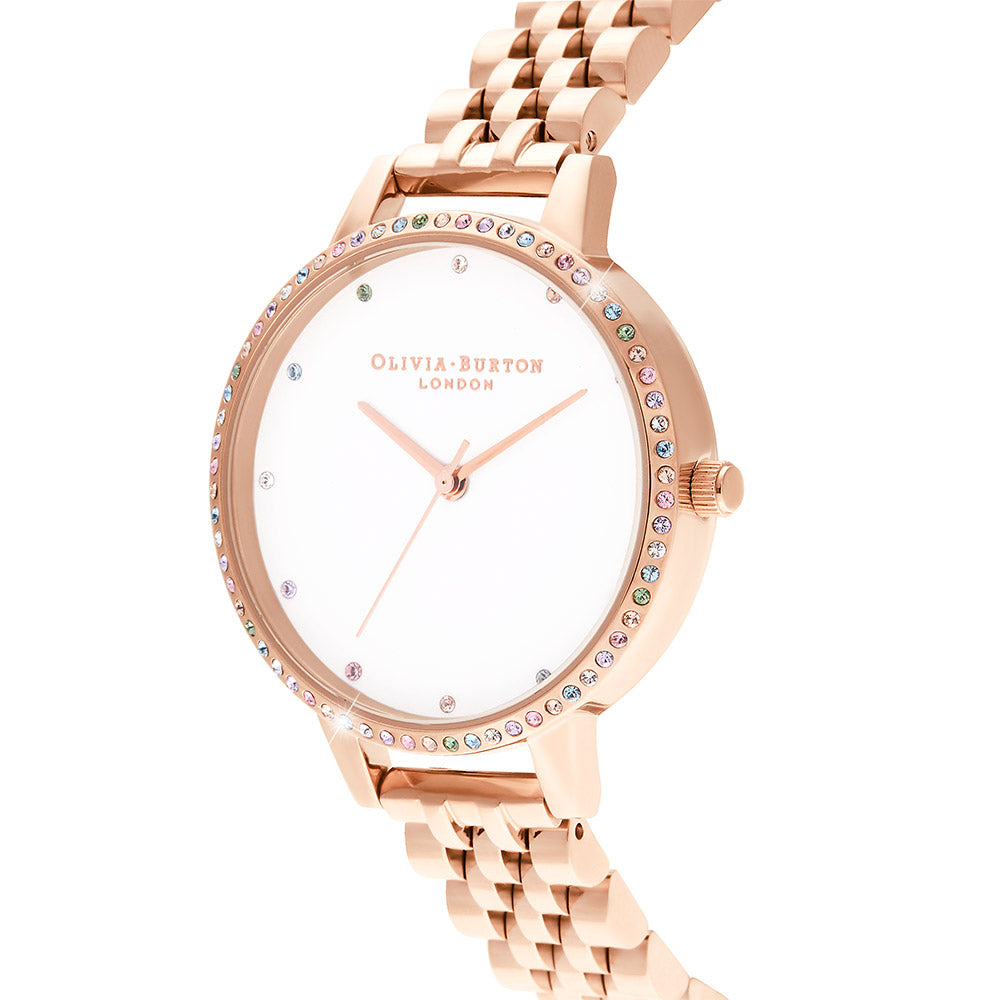 Olivia Burton Rainbow Bezel & Rose Gold Bracelet Ladies Watch - OB16RB21