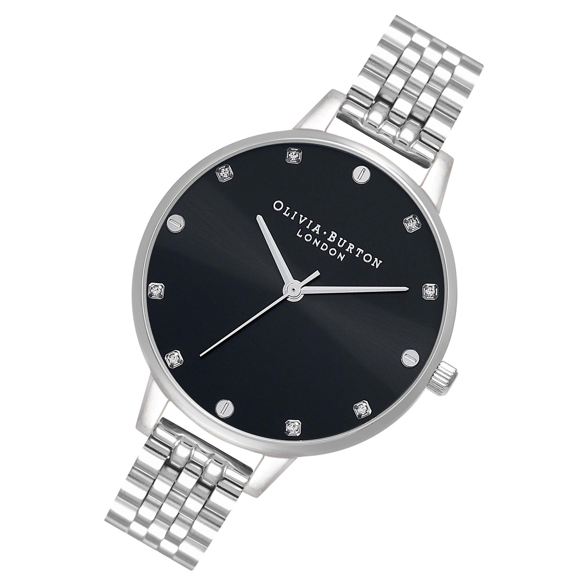 Olivia Burton Classic Demi Silver Steel Black Dial Women's Watch - OB16SE20