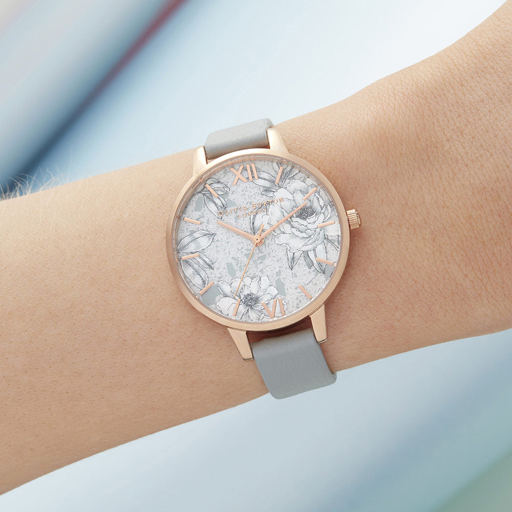 Olivia Burton Terrazzo Florals Eco Light Grey Vegan Band Women's Watch - OB16TZ01