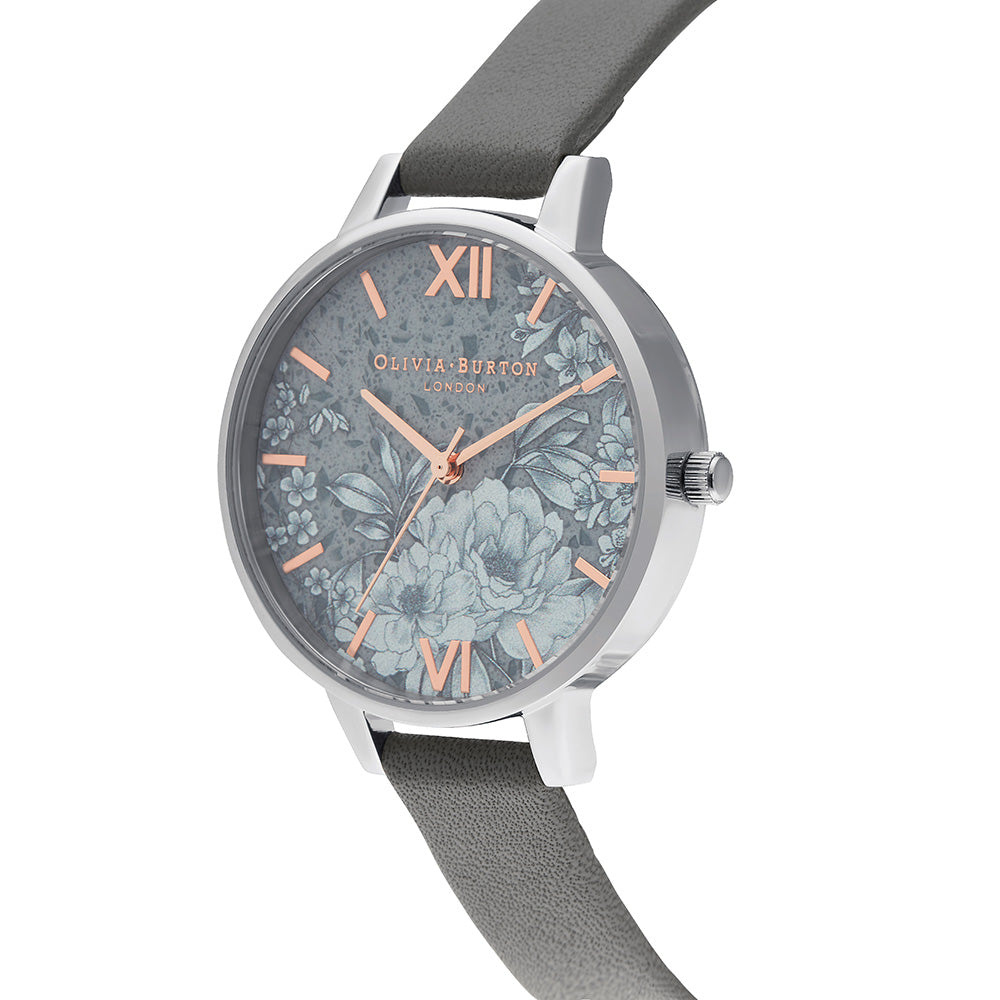 Olivia Burton Terrazzo Floral Dark Grey Leather Ladies Watch - OB16TZ05