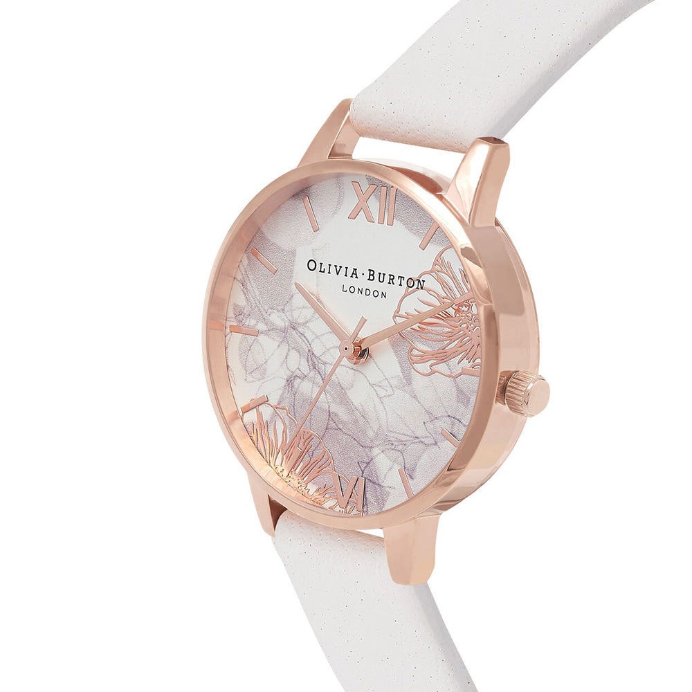 Olivia Burton Abstract Florals Blush Leather Ladies Watch - OB16VM12