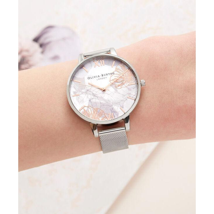 Olivia Burton Abstract Florals Mesh Ladies Watch - OB16VM20