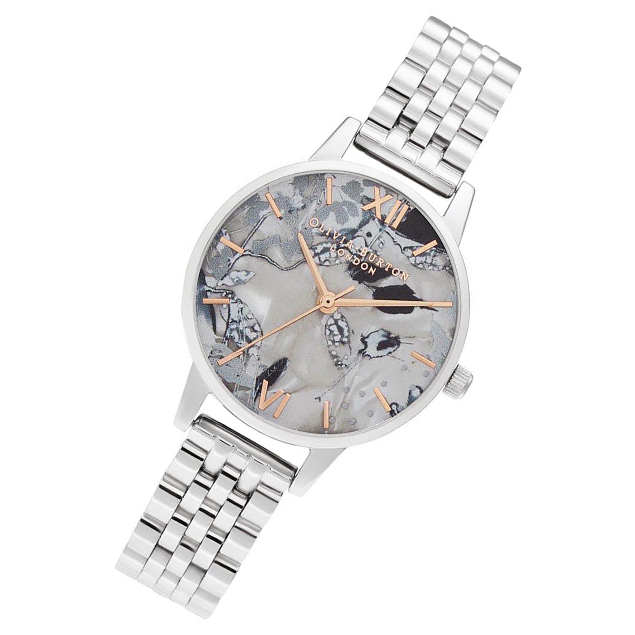 Olivia Burton Abstract Florals Silver Steel Women's Watch - OB16VM38