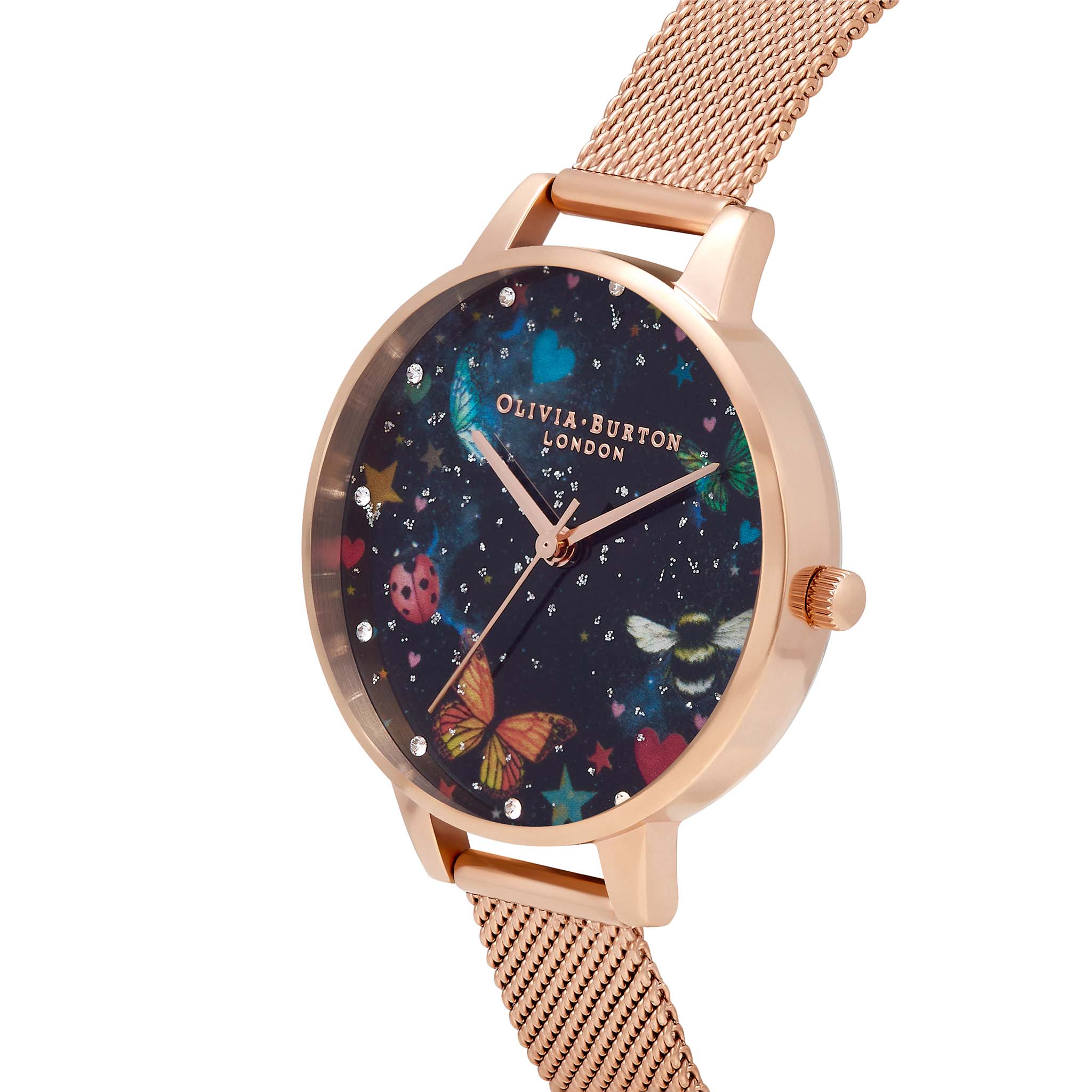 Olivia Burton Night Garden Demi Dial Rose Gold Mesh Women's Watch - OB16WG90