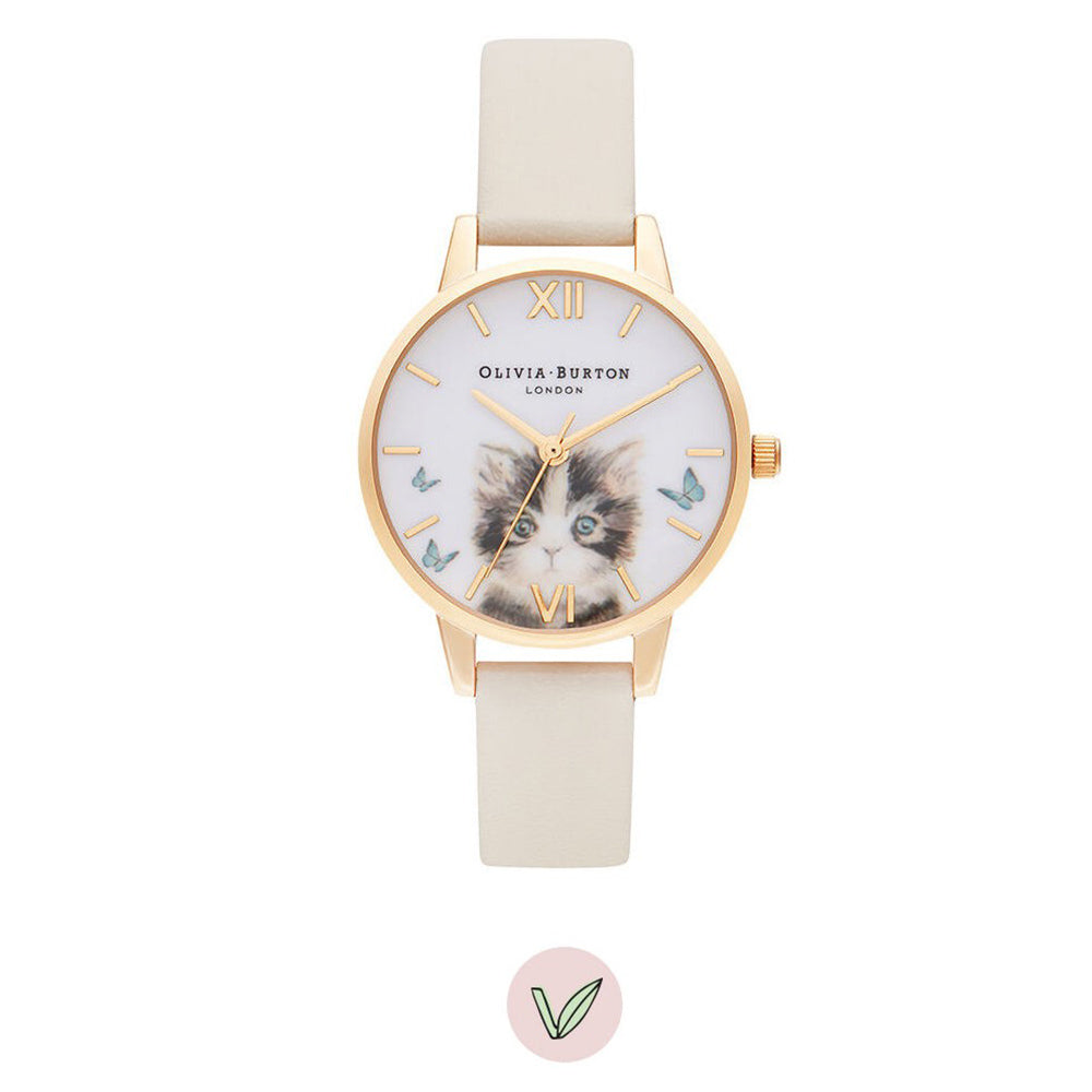 Olivia Burton Cat Midi Vegan & Gold Ladies Watch - OB16WL75