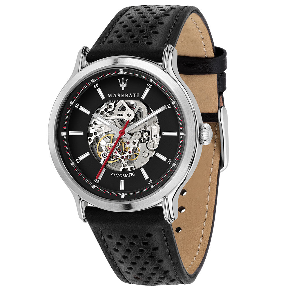 Maserati Epoca 42mm Automatic Skeleton Black Leather Men's Watch - R8821138001