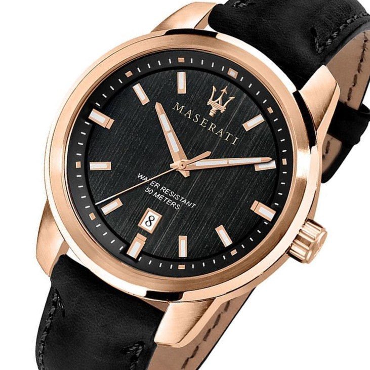 Maserati Successo Black Leather Men's Watch - R8851121011