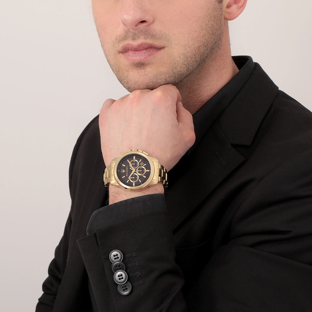 Maserati Successo 44mm Gold Steel Men's Watch - R8873621013