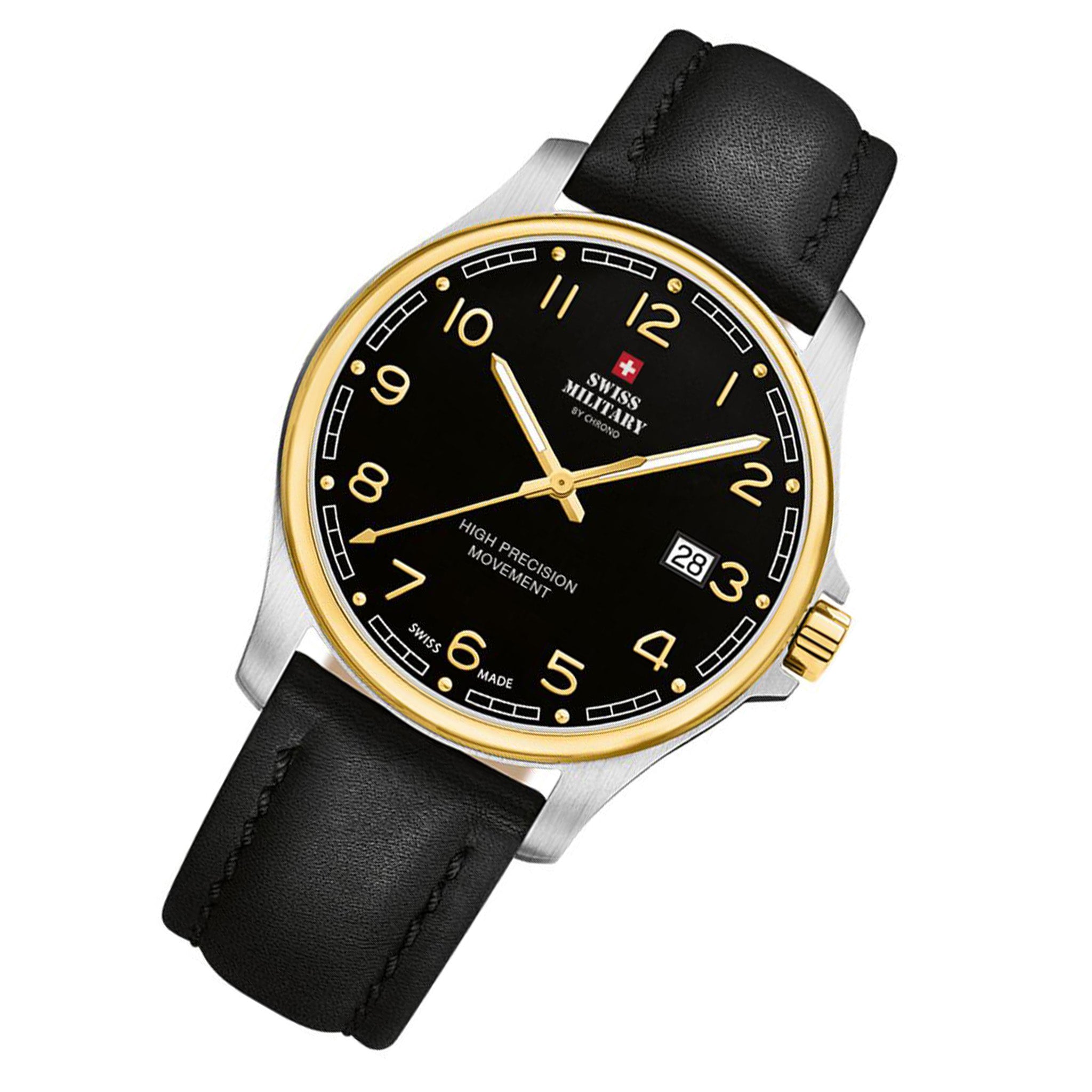 Swiss Military Black Leather Men's Watch - SM30200.27