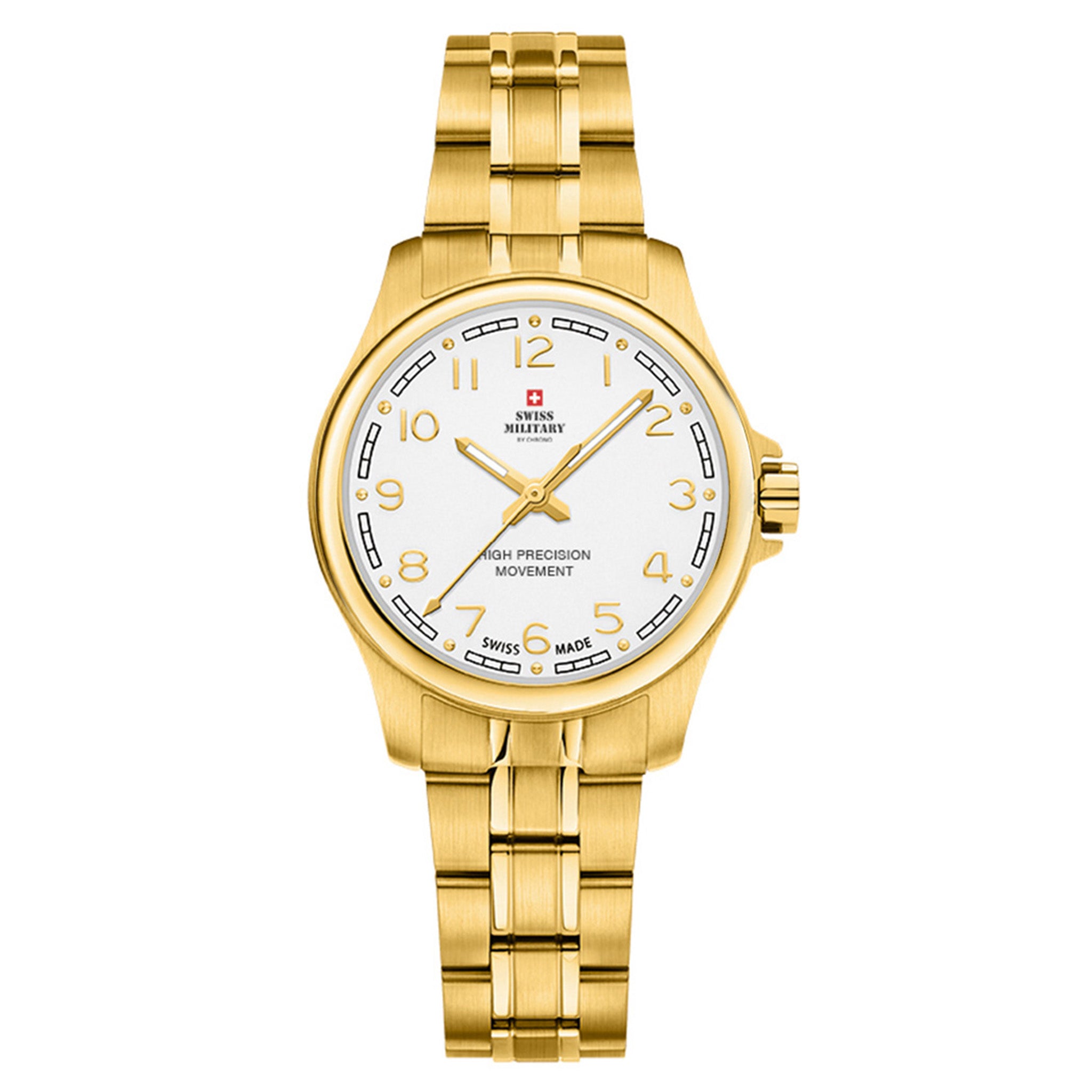 Swiss Military Gold Steel White Dial Women's Watch - SM30201.23