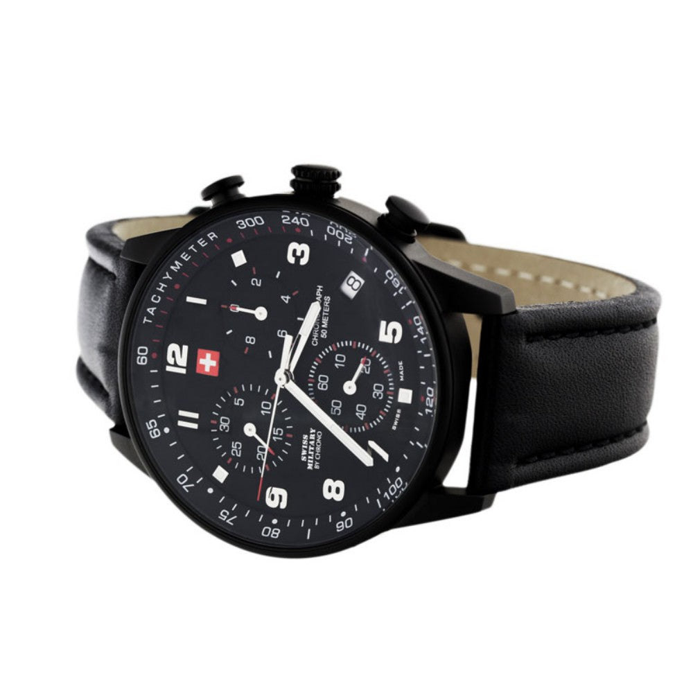 Swiss Military Chronograph Leather Mens Watch - SM34012.08