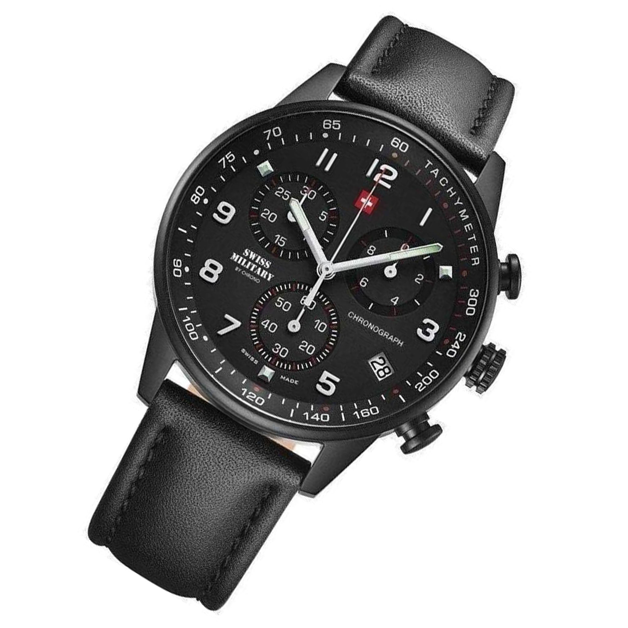 Swiss Military Chronograph Leather Mens Watch - SM34012.08