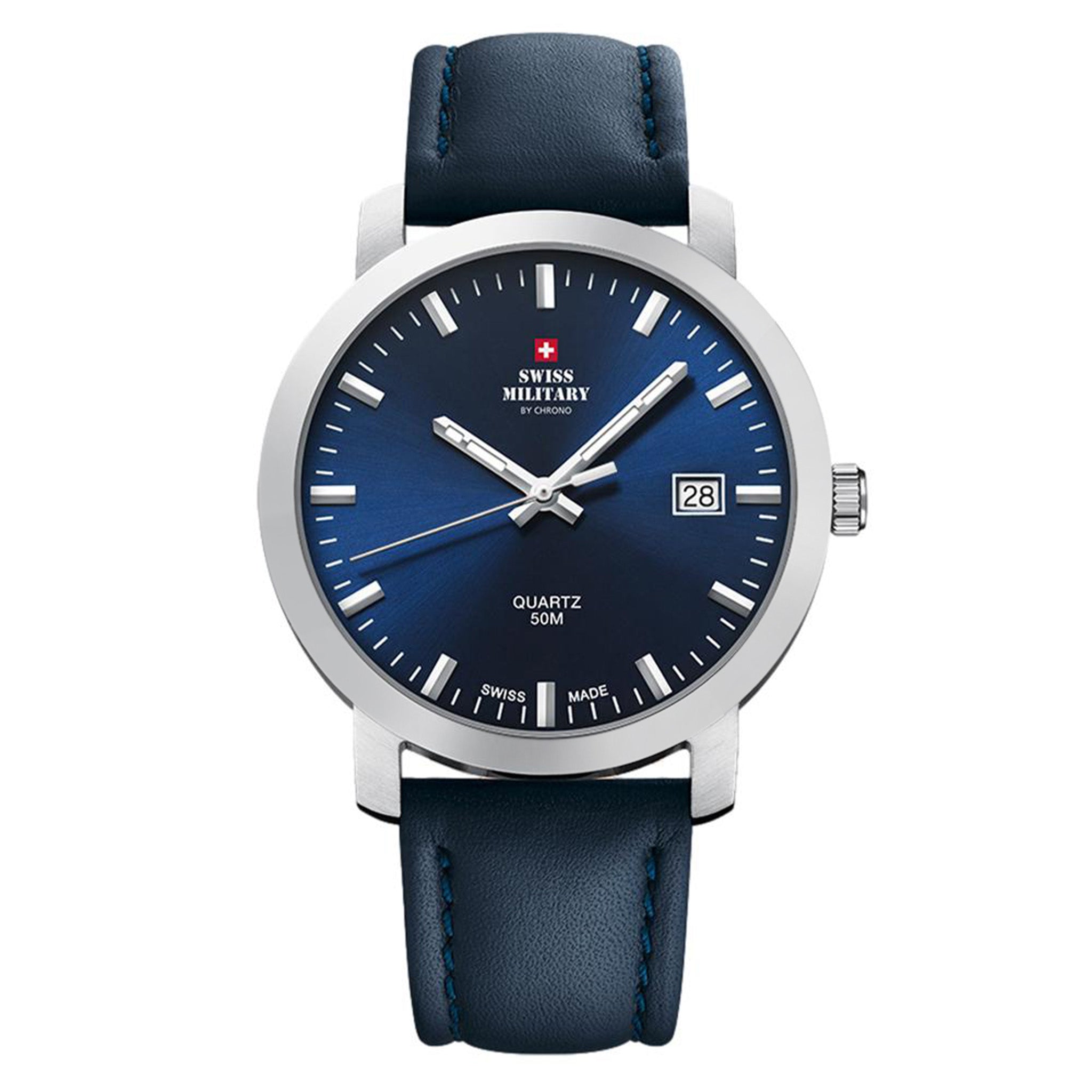 Swiss Military Classic Blue Leather Men's Swiss Made Watch - SM34083.06
