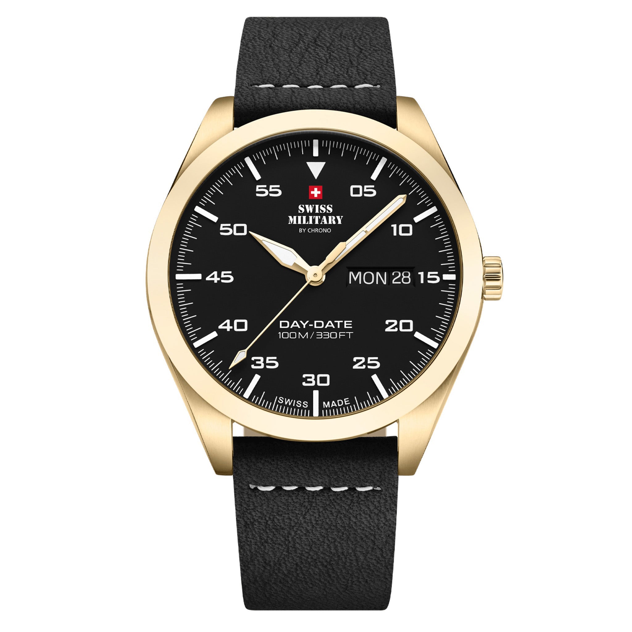 Swiss Military Black Leather Men's Swiss Made Watch - SM34087.06